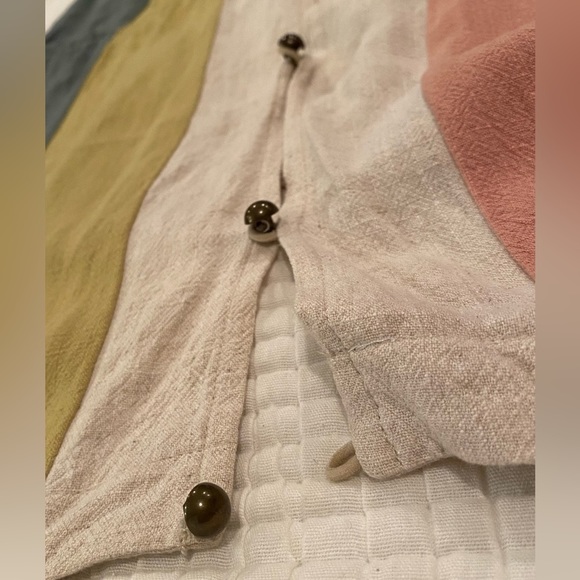 Linen Blend Boho Stripe Colorblock Coastal Romper - Picture 10 of 13